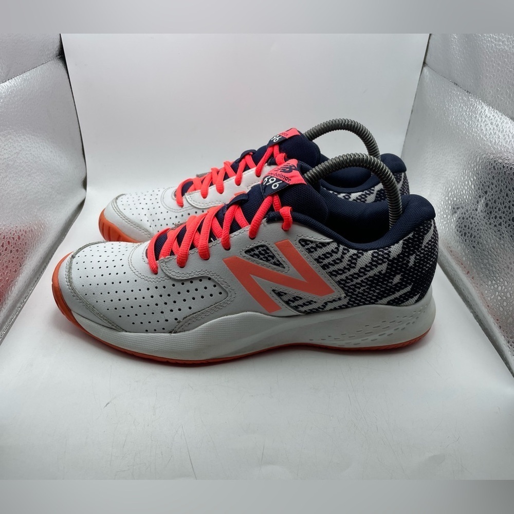 New Balance 696 womens White and Orange sneakers size 9B